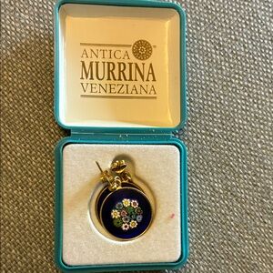 Antica Murrina Blue and Gold Floral Earrings